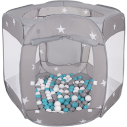 Recinto Esagono Pieghevole Tenda 120X100x85cm Con 400 Palline 6 Cm Per Bambini, Grigio:Grigio/Bianco/Turchese - grigio:grigio/bianco/turchese características