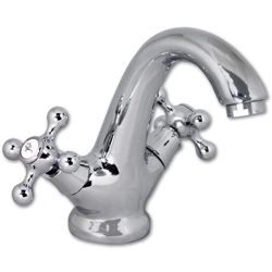 Rubinetto per lavabo da bagno miscelatore regolabile doppio comando per lavandino in ottone cromato en oferta