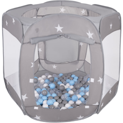 Recinto Esagono Pieghevole Tenda 120X100x85cm Con 400 Palline 6 Cm Per Bambini, Grigio:Grigio/Bianco/Trasparente/Azzurro en oferta