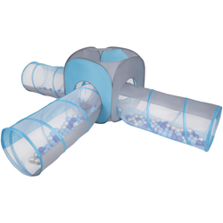 Selonis Area Di Gioco 3In1 Tenda E Tunnel Con 900 Palline Colorate 6 Cm Per Bambini, Grigio-Blu:Azzurro/Blu/Perla - grigio-blu:azzurro/blu/perla en oferta