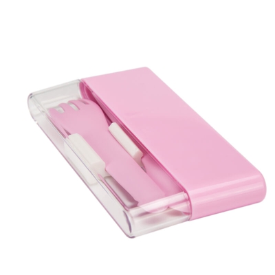 3 pezzi / set Bacchette staccabili di fascia alta Cucchiaio Forchetta Elegante set di posate portatili Utensili di buona qualit,Rosa