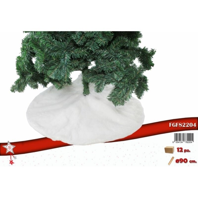 Copribase Albero Natale Tessuto Bianco Cm.90