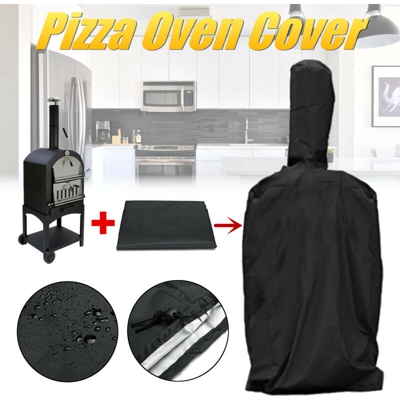 Copertura per forno a legna per pizza all'aperto 165X65X45CM Copertura antipolvere impermeabile in tessuto Oxford nero