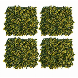 GreenBrokers Green Wall Hedge with Yellow Leaf Foliage (Pack of 4) Stable Garden Siepe Artificiale da Parete Verde con Fogliame Giallo (Confezione da en oferta