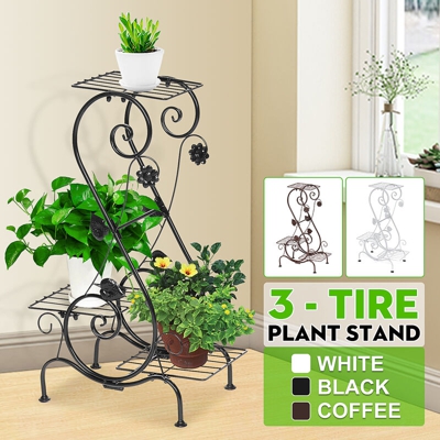 3 Pneumatici in metallo Espositore per piante espositore da giardino per la casa Ornamenti per interni all'aperto (nero, tipo C)