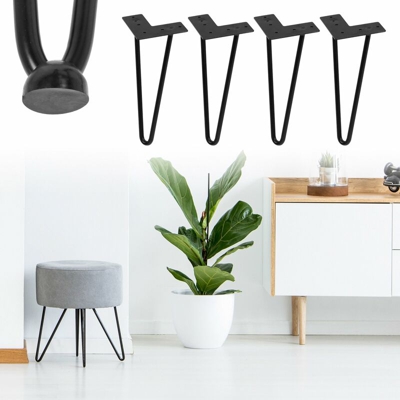 Gambe da tavolo 4x in acciaio nero 20,5 cm telaio tavoli bassi 2 montanti