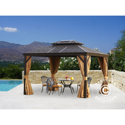 Gazebo San Bruno con tende e zanzariera, 3x4m, Marrone en oferta