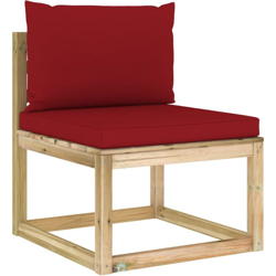 Divano Centrale da Giardino con Cuscini Pino Impregnato Verde en oferta