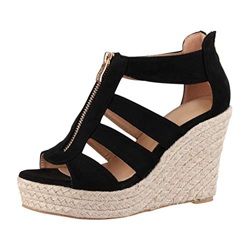 Jumex Elara Sandali Donna Tacco a Zeppa Plateau Chunkyrayan Nero P TH82221-Schwarz-36 en oferta