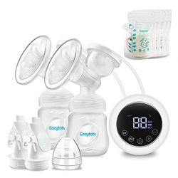 Cozytots Tiralatte elettrico doppio portatile per l'allattamento Tiralatte elettrico doppio Tiralatte portatile in silicone Pompa per latte USB Estrat en oferta