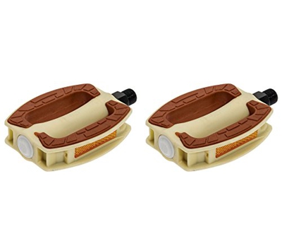 Pedali, 6151mar, per bicicletta classica, a scatto fisso, da città, rétro, vintage, colore marrone e crema