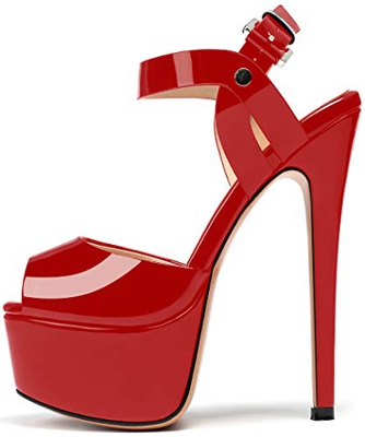 Sandali con Plateau Donna, Sandali Estivi con Tacco Alto, Sandali da Ragazza Sexy, Scarpe alla Moda da Donna Rosso EU38