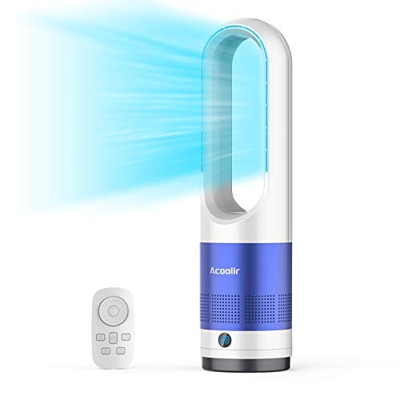 Ventilatore a torre senza pale, ventilatore di raffreddamento oscillante di 80° con telecomando, facile da pulire, 8 marce di velocità, timer da 8 ore