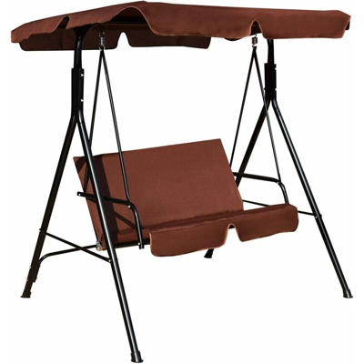 Dondolo per 2 Persone, Altalena da Giardino , altalena per esterni per patio, giardino, balcone a bordo piscina, 140 x 120 x 153 cm (Caffè)