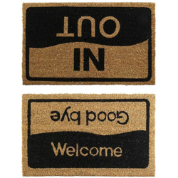 Zerbino Welcome Nero Fibra Natural (2 pcs) (60 x 40 x 1.5 cm) - Dkd Home Decor en oferta