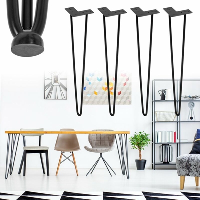 Gambe da tavolo telaio tavoli bassi 4x acciaio nero 71 cm 3 montanti max 150 kg