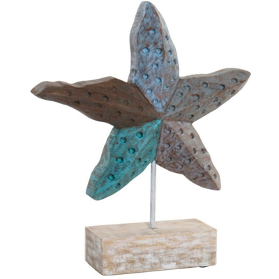 Statua Decorativa Metallo Stella Legno di mango (33 x 7.5 x 38.5 cm) - Dkd Home Decor