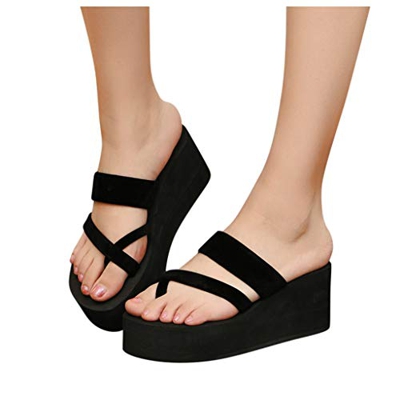 Riou Infradito con Plateau Comoda Morbido da Donna，Flip Flop con Zeppa in Incrociata Antiscivolo da Spiaggia，Pantofola a Contrasto Casual Taglia Larga