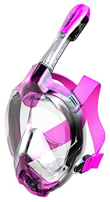 SEAC Libera, Maschera Intergrale da Snorkeling, Silicone Ipoallergenico, Sgancio Rapido per Bambini e Adulti, Trasparente/Rosa, S/M