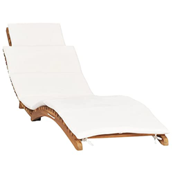 vidaXL idaXL Lettino Prendisole Pieghevole con Cuscino Bianco Crema in Teak en oferta