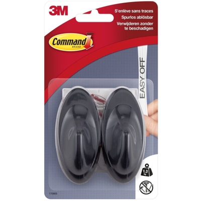3M Gancio universale Command™ (L x L x A) 83 x 38 x 32 mm Nero Contenuto: 2 pz.