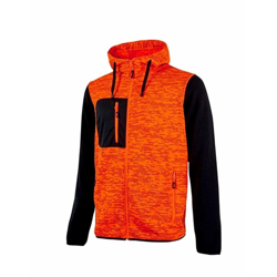 RAINBOW - FELPA IN MORBIDO PILE CON COLLO ALTO E CAPPUCCIO ORANGE FLUO - EY174OF U-POWER - Taglia S en oferta