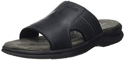 Clarks Hapsford Slide, Sandali Uomo, Pelle Nera Tumbled, 39.5 EU