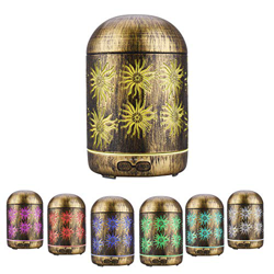 JVJH 300ml Diffusore Di aromi Aromaterapia Humidifier ultrasuoni Diffusore di olio essenziale Metallo Vintage con luci LED a 7 colori e spegnimento au en oferta