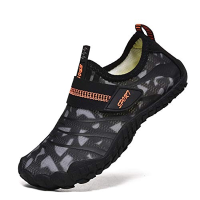 WOWEI Scarpe da Immersione a Piedi Nudi Bambini Asciugatura Rapida Scarpe da Mare Scarpe da Sport Acquatici per Spiaggia Snorkeling Surf,Nero Grigio,3