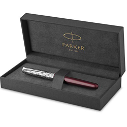 PARKER Sonnet Penna Stilografica, Laccata Metal e Red con Finiture Cromate, Pennino Medio in Oro 18 Carati con Cartuccia D'Inchiostro Nero, Confezione características