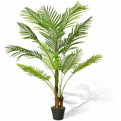 Goplus - Palma Areca in Vaso, Palma in Plastica Decorativa, Pianta Verde da Interno, Pianta Tropicale Finta, Palma Artificiale, Alberi Finti, Albero