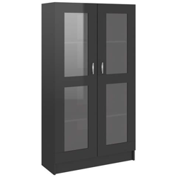 Armadietto Con Vetrina Nero Lucido 82,5x30,5x150cm Truciolato características