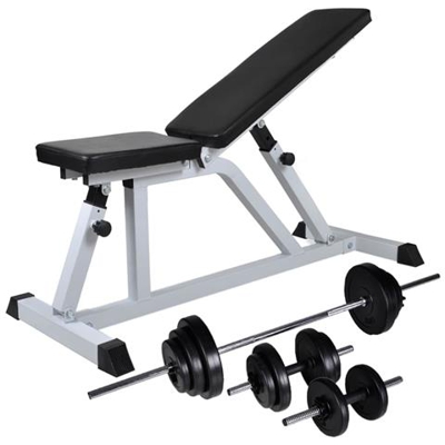 Panca Da Palestra Con Bilanciere E Set Di Manubri 30,5 Kg