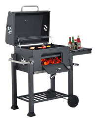 Barbecue Grill Doppia griglia/Griglia a Carbone BBQ Grill Carrello, Palla con Regolazione della Temperatura, Grill 2 Ruote, Nero precio