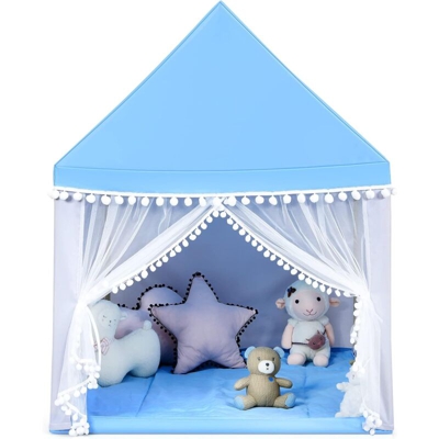 Goplus - Tenda Giocattolo per Bambini e Bambine, Tenda da Gioco con Cuscino Lavabile e Morbido, Cassetta con Struttura in Legno di Pino, 105x120x140