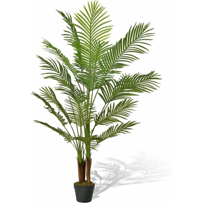 Goplus - Palma Areca in Vaso, Palma in Plastica Decorativa, Pianta Verde da Interno, Pianta Tropicale Finta, Palma Artificiale, Alberi Finti, Albero
