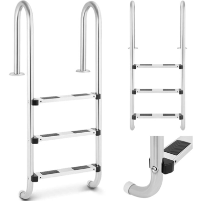 Scaletta Per Piscina In Acciaio Inox Arco Stretto 3 Gradini Scala Antiscivolo