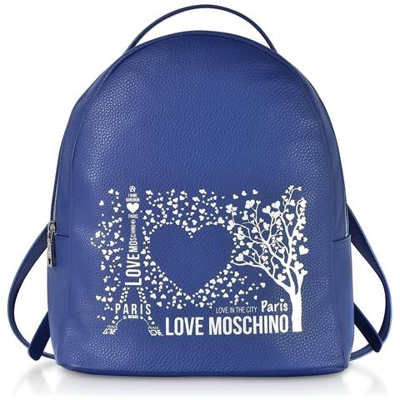Zaino Love Moschino In Ecopelle Mod. City Lovers Backpack Paris Colore Blu Donna Bs19mo34