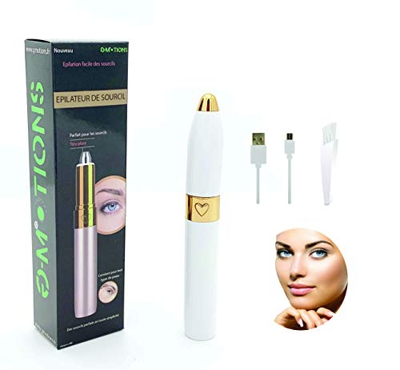 G-MOTIONS - Rasoio elettrico per sopracciglia, per donne e uomini, strumento per piume del viso, sopracciglia, peli delle labbra, braccio con LED