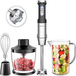 Elechomes 4 in 1 Frullatore a Immersione, 800W Bicchiere per Mescolare da 800ml, Tritatutto da 500ml, Frusta per le Uova, Impugnatura Ergonomica per i características