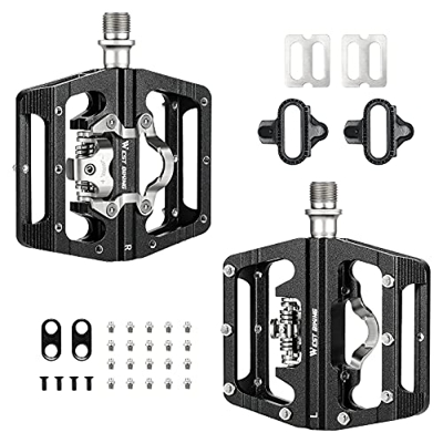 HONGYEA Pedali per bicicletta, doppia funzione, CNC, in alluminio, antiscivolo, SPD, per bicicletta, bicicletta, mountain bike, trekking, mountain bik