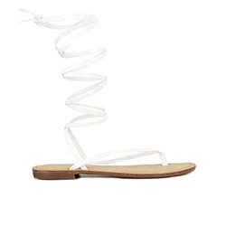 QUEEN HELENA Y3008 Sandali Infradito alla Schiava Bassi con Lacci Donna Bianco 37 EU precio