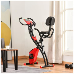 Cyclette Pieghevole 2 In 1, Resistenza Magnetica Regolabile 8 Livelli, Bici Da Fitness Con Sensore Di Frequenza Cardiaca, Elastici Per Braccia, Schermo Lcd, Volano 2.5kg, Rosso precio