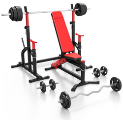 Ms11 170kg kier Panca Pesi Ms-l102 + Supporto Per Manubri (collegato) Ms-s104 + Set Di Bar E Dischi Pesi 113kg en oferta