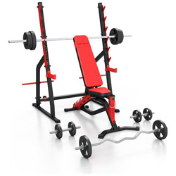 Ms3 140kg kier g Panca Pesi Ms-l101 + Supporto Per Manubri (extra Protetto) Ms-s107 + Set Di Bar E Dischi Gommati 83kg características