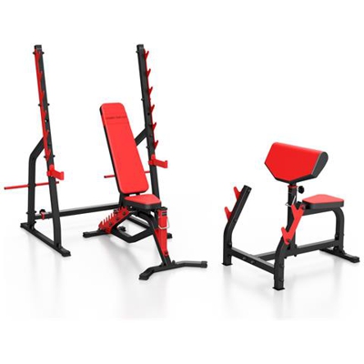 Ms6 Panca Pesi Golabile Ms-l101 + Supporto Per Manubri Con Assicurazione Ms-s107 + Banco Curl Panca Scott Ms-l107