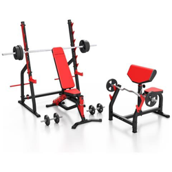 Ms6 161kg kier Panca Pesi Ms-l101 + Supporto Per Manubri Golabile (extra Protetto) Ms-s107 + Banco Per Curl + Set Di Bar E Dischi Pesi 83kg precio