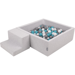 KiddyMoon Area Di Gioco In Schiuma Con Quadrato Piscina Di Palline (100 Palline) Per Bambini, Grigioch:Grigio/Bianco/Turchese precio