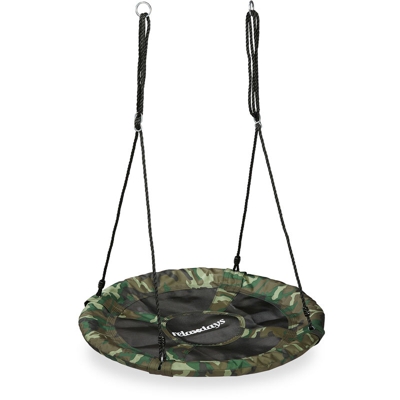 Altalena Grande, da Giardino, Amaca a Nido, Bambini & Adulti, Regolabile, Ø 90 cm, Max. 100 kg,Verde Militare