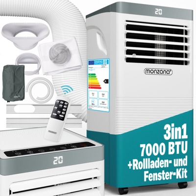 Monzana Climatizzatore Portatile 4in1 Telecomando 7000BTU Condizionatore Classe A aria condizionata